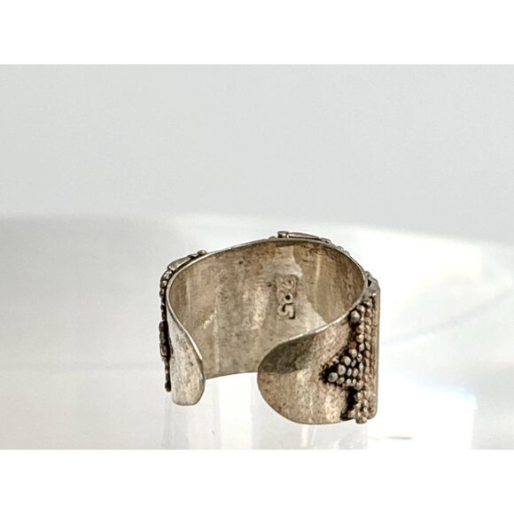 Rope Accented Vintage Antiqued Balinese 925 Vintage Ring - sz 2 - Picture 12 of 13